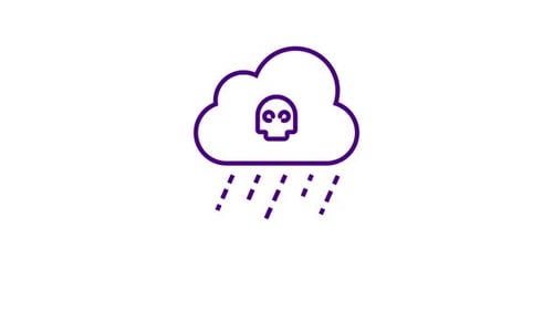 Animated Flat Design Cloud Icon with Toxic Skull Rain