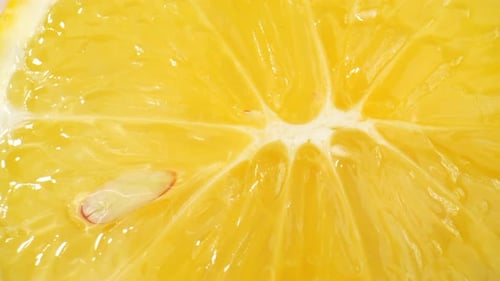 Bright Close Up of Yellow Lemon Slice