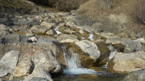 Water Flowing Over Rocks in Mountain Stream