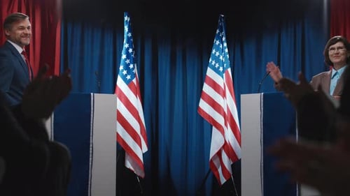 Politicians Giving Speeches With Audience Applauding