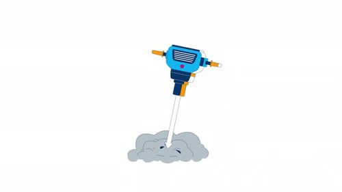 Jackhammer breaking ground 2D object animation