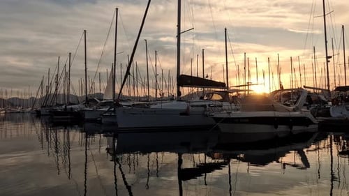 Amazing Sunset With Yachts In The Marina Of Marmaris