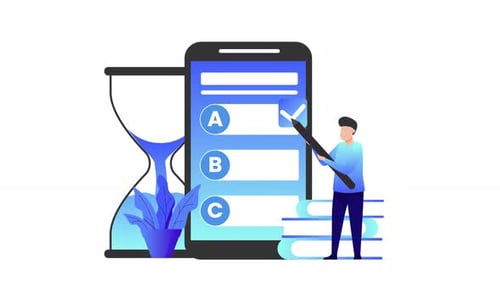 Animated Online Quiz Concept for Mobile Learning Apps