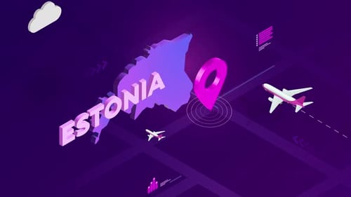 Isometric Map of Estonia with Travel Data Animation