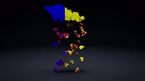 Moldova Map Forming with National Flag Animation