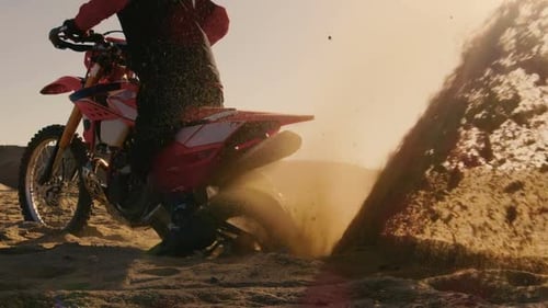 Motorcross Bike Spinning Tire on Sand