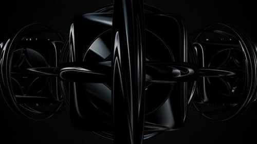 Glossy Black Abstract Morphing Shapes Background Loop