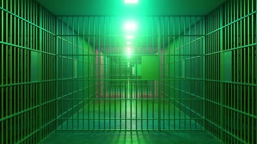 Green prison cell block changing colors
