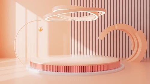 Yellowish geometric interior architecture and empty stage