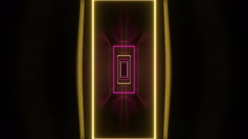 Pink And Yellow Neon Frames Corridor Background Vj Loop In 4K
