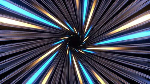 Blue And Yellow Amazing Neon Spiral Tunnel Background Vj Loop In 4K