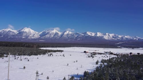 Winter Landscape with Mountains and Forest