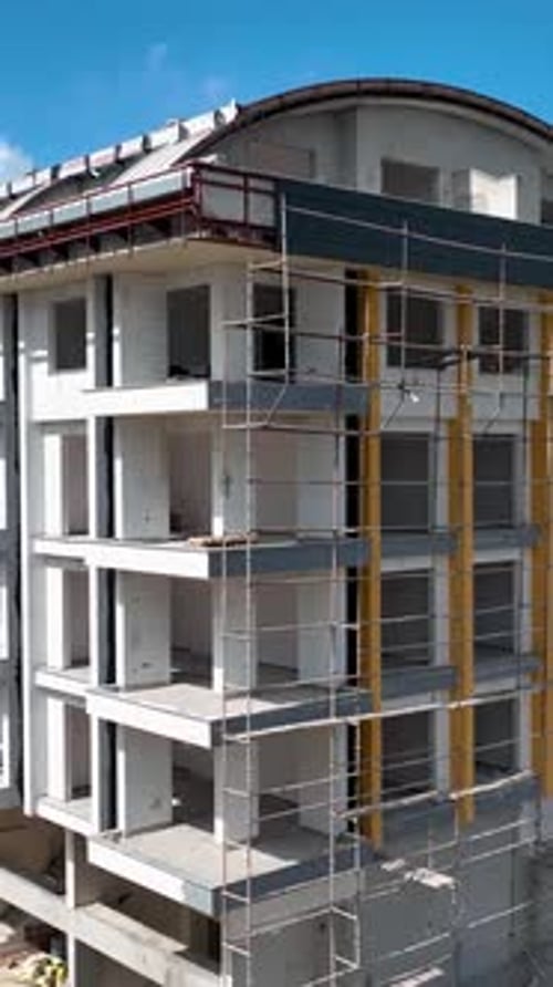 Vertical Video Aerial View Construction Site Work on Site