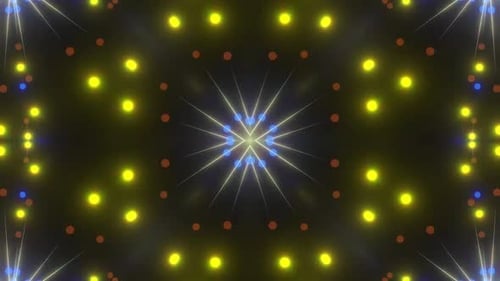 Dynamic neon kaleidoscope animation with bright geometric patterns