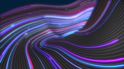 Abstract Neon Lines Glowing Wavy Stream Background