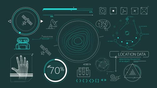 Animation Of Satellite Internet And Geolocation Infographics On Alpha Channel 4K