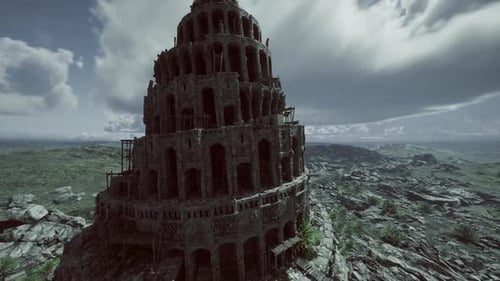 Majestic Deteriorated Fortress Showcasing Broken Battlements and Visible Heavens