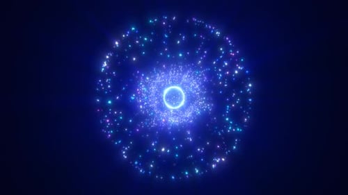Abstract Glowing Particle Sphere Energy Burst
