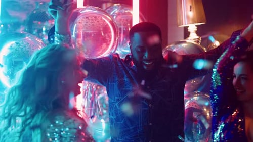 Nightclub Dance Party with Smiling Friends