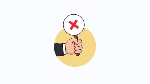 4k Hand-Holding Banner with Cross Sign. Negative Response Concept Animation Video
