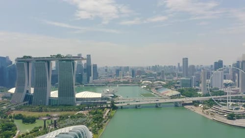Drone Aerial view 4k Footage Of Skyline Singapore.