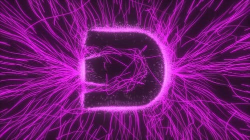 Letter D Reveal In Neon Electric Field
