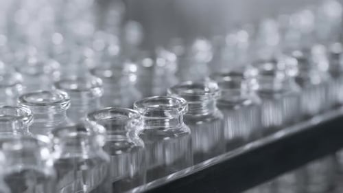 Pharmaceutical factory production line bottles of drugs for modern medicine