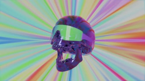 Psychedelic Skull in Sunglasses Retro Animation