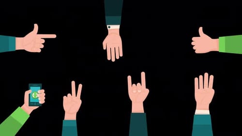 2d Cartoon Pack of Hands Alpha Channel 4K