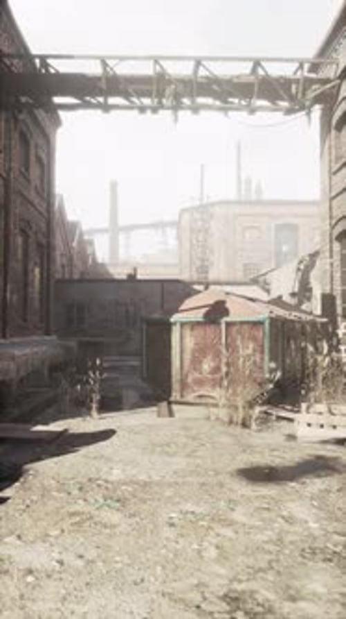 Abandoned Industrial Complex in Daylight Vertical
