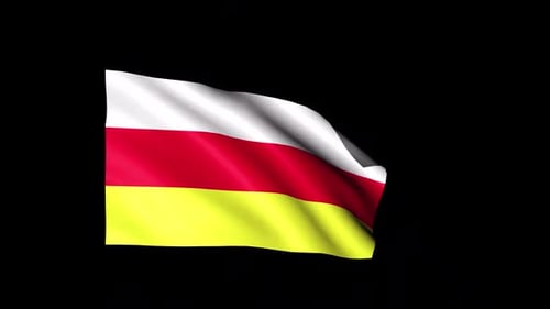 South Ossetia Flag Waving on Transparent Background