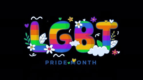 lgbt community pride month, rainbow colors lgbt animation 4k on alpha channel