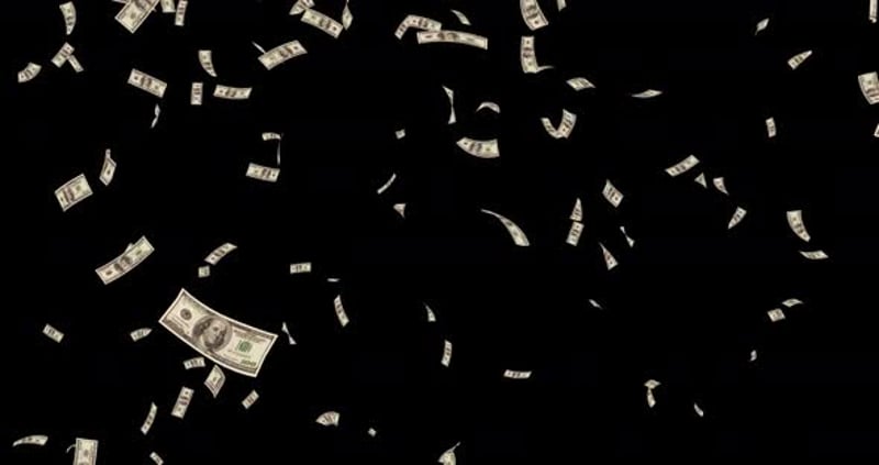 Raining money fall money green screen alpha overlayer 100 dollars ...