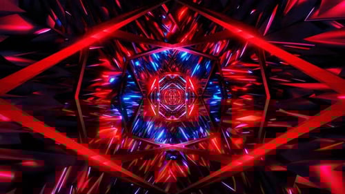 sci-fi circle red blue rotating geometric tunnel live event 3d abstract background