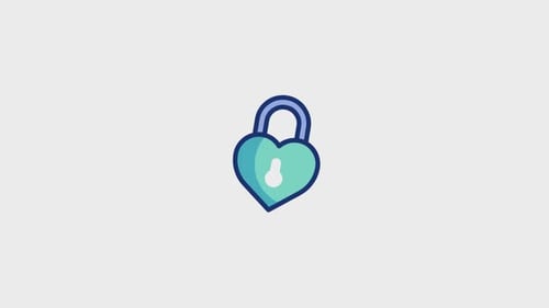 Animated Heart Padlock with Shine Effect