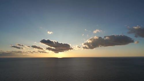 Timelapse Clear Bright Sunset Sky Over Calm Sea Abstract Aerial Nature Summer Ocean Sunset Sea and