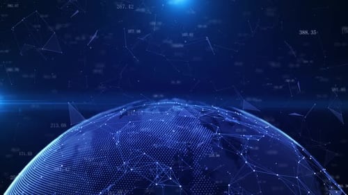 Futuristic Global Network Earth with Digital Data Flow