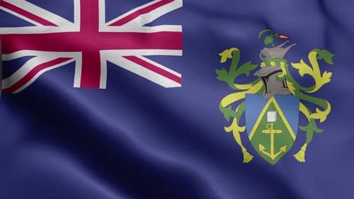 Pitcairn Islands Flag Waving with Realistic Fabric Texture