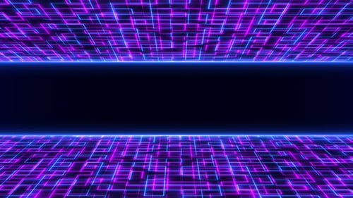 Cybernetic Grid Tunnel Background Loop with Neon Glow