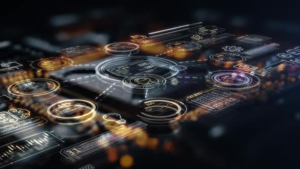 AI and Automation Themed Motion Graphics Overlaying a CPU Backdrop ...