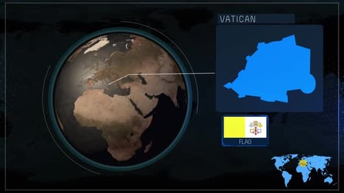 Animated 3D Earth Globe Displaying Country Data and Flag