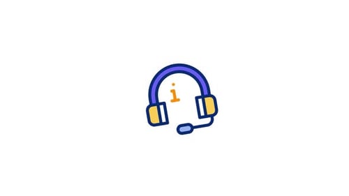 Animated Headset with Information Icon for Corporate Communication