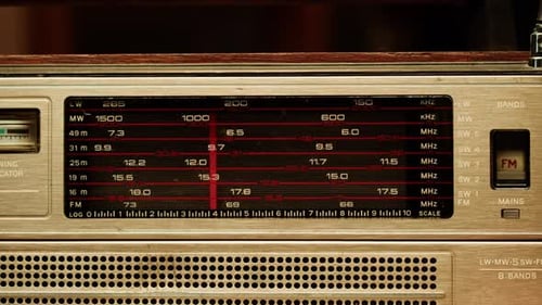 Vintage FM Radio Retro Radio Tape Recorder Closeup