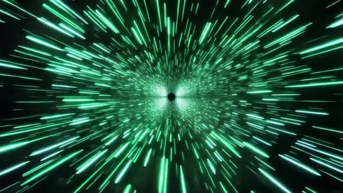 Étoile au néon verte futuriste Hyperspace Warp Speed Tunnel