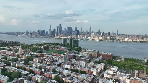 Aerial View of Hoboken and Manhattan Skyline
