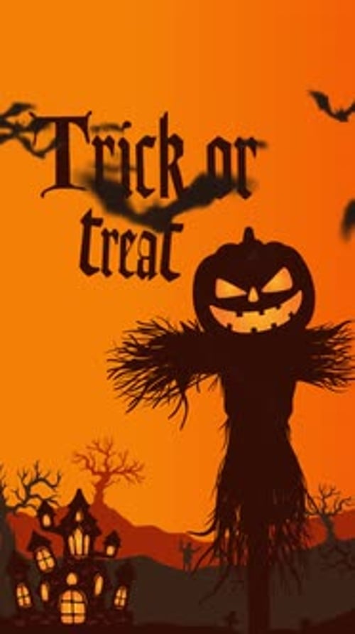 Halloween Trick or Treat Vertical Animation with Scarecrow and Bats
