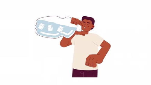 Drink cold water cartoon animation