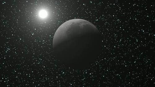 Animated Planet and Sun in Vast Starry Space