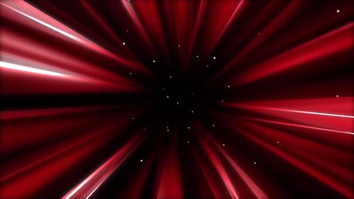 A red looped tunnel on a black background. Velocity of red matter in space. Blood particles in the v