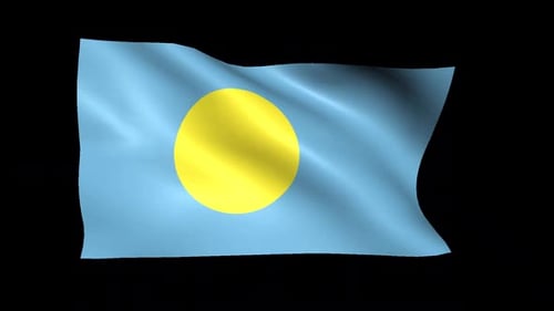 Realistic Palau National Flag Waving Animation
